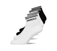 Snocks Retro Sneaker Socken (4 Paar) aus Bio Baumwolle - Knöchelsocken mit Streifen - Ankle Socks Herren & Damen - 43-46