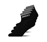Snocks Retro Sneaker Socken (4 Paar) aus Bio Baumwolle - Knöchelsocken mit Streifen - Ankle Socks Herren & Damen - 39-42
