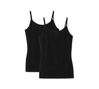 Snocks Spaghetti Top Damen aus Bio-Baumwolle 2er Pack - Körperbetonte Passform - Hochwertige Unterhemden mit klassischen Trägern - Schwarz - M