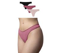 Snocks Tanga Damen aus Bio-Baumwolle (3er Pack) - String Damen Klassisches Design - Angenehmes Tragegefühl ohne Einschneiden - Unsichtbare Unterwäsche im Alltag - Mix (Aprikose/Mauve/Schwarz) - S