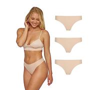 Snocks Tanga Damen Microfaser (3er Pack) - String Damen Klassisches Design - Angenehmes Tragegefühl ohne Einschneiden - Unsichtbare Unterwäsche im Alltag - Nude - XL