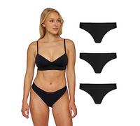 Snocks Tanga Damen Microfaser (3er Pack) - String Damen Klassisches Design - Angenehmes Tragegefühl ohne Einschneiden - Unsichtbare Unterwäsche im Alltag - Schwarz - XL