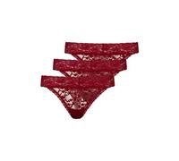 Snocks Tanga Damen mit Spitze aus Bio-Baumwolle 3er Pack - String Damen Klassisches Design - Angenehmes Tragegefühl ohne Einschneiden - Unsichtbare Unterwäsche - Dunkerot - M