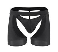 SNOMYRS Herren Sexy Slip Schwarz G-String Unterwäsche Transparenter Mini Tangas Slip mit Offenem Design Intimwäsche