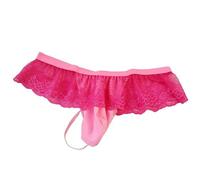 SNOMYRS Herren Spitze Rüschen Sissy Tanga Höschen T-Rücken G-String Unterwäsche Mesh Bikini Dessous, rose, Einheitsgröße