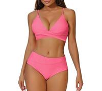 SNOMYRS Highwaisted Bikini Set Zweiteilige Bauchkontrolle Badeanzüge Badeanzug Monokini Große Büste Top und Höschen