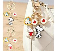 SNOOPY 2er Set kreative niedliche Cartoon Metall Schlüsselanhänger, personalisierte Cartoon Peripherie, Paar Rucksack Dekoration Anhänger, Handtaschen