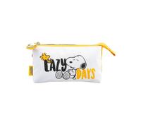 Grupo Erik Mäppchen Peanuts Snoopy Cat 3fach - Stift Etui Schule - Federmäppchen Mädchen Schlampermäppchen Jungen - Offizieller Snoopy Geschenke Einschulung, Weiß