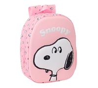 SNOOPY 3D Schulrucksack mit 3D-Design, anpassbar an den Wagen, ideal für Kinder verschiedener Altersgruppen, bequem und vielseitig, Qualität und Widerstandsfähigkeit, 27 x 10 x 33 cm, hellrosa, M