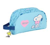 Snoopy Love Große Kulturtasche für Kinder, anpassbar an den Wagen, ideal für Kinder von 5 bis 14 Jahren, bequem und vielseitig, Qualität und Widerstandsfähigkeit, 26 x 16 x 9 cm, hellblau, M, Lässig