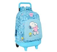 SNOOPY LOVE Großer Rucksack mit Rädern, kompakt, abnehmbar, ideal für Kinder verschiedener Altersgruppen, bequem und vielseitig, Qualität und Widerstandsfähigkeit, 33 x 22 x 45 cm, hellblau, M, Casual