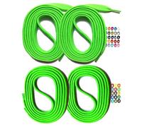 SNORS 2 PAAR flache Schnürsenkel NEONGRÜN 180cm 6mm - waschbar, reißfest, elastisch, Schuhband für Sportschuhe Sneaker Stiefel Laces, Polyester