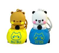 Snorvixre 1/2 Stück Cartoon Panda inspirierter Harz Schlüsselanhänger Anhänger für sichere Schlüsselverwaltung während der Reise, Rucksack Ornament, Cartoon Panda Themen Schlüsselanhänger