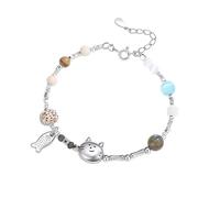 Snorvixre Leichtes 20-g Charm Armband mit hübschen Katzen Fisch Motiven als tägliches Geschenk Trendiger Armreif für Mädchen
