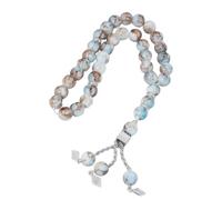 Snorvixre Modernes Gebetsperlen Armband, 33 Glasharzperlen, spirituelles Modeaccessoire, bequemes Armband für Männer und Frauen, trendiges blaues Meditationsarmband