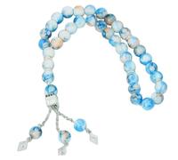 Snorvixre Modernes Gebetsperlen Armband, 33 Glasharzperlen, spirituelles Modeaccessoire, bequemes Armband für Männer und Frauen, trendiges blaues Meditationsarmband