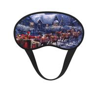 Snow Night Weihnachtsmann und Hirsch Druck verstellbare Augenabdeckung zum Schlafen, bequeme, druckfreie und atmungsaktive Schlafmasken