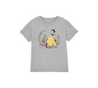 Snow White and Her Forest Friends Girls T Shirt, Athletic Heather, 3-4 Years