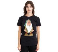 Snow White and The Seven Dwarfs, Sleepy Struggles Ladies T Shirt, Black, Small