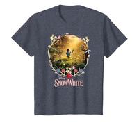 Snow White Schneewittchen Filmplakat Blumen Märchen T-Shirt, Kinder, Blau Meliert, 152
