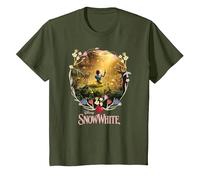 Snow White Schneewittchen Filmplakat Blumen Märchen T-Shirt, Kinder, Olivgrün, 140