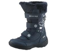 Snowboots KIDSWORLD "Mary V", Mädchen, Gr. 26, silber (navy, silberfarben), Lederimitat, Nylon, Schuhe Snowboots, Klettstiefel, Winterstiefel mit wasserabweisender Comfortex-Membrane (42641602-26) nav