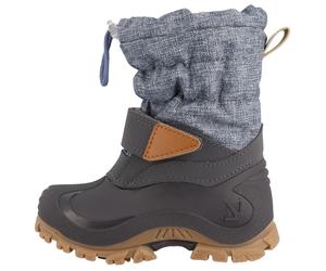 Snowboots LURCHI "Finn", Mädchen, Gr. 32, blau (grau, jeansblau), Synthetik, Textil, Schuhe Snowboots, Winterboots mit Schurwolle, Größenschablone zum Download (38005940-32) grau, jeansblau
