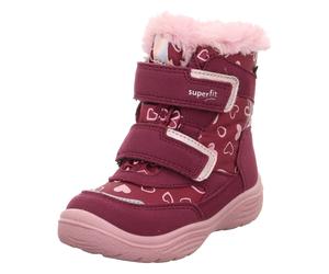 Snowboots SUPERFIT "CRYSTAL WMS: Mittel", Mädchen, Gr. 31, rosa (dunkelrot, rosa), Leder, Polyester, Schuhe Snowboots, Snowboots mit GORE TEX-Membran, Größenschablone zum Download (57135259-31) dunkel