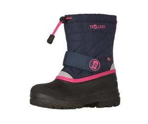 Snowboots TROLLKIDS "KIDS TELEMARK WINTER BOOTS PRO", Mädchen, Gr. 32, Fleece, blau (navy, magenta), Synthetik, Schuhe Snowboots, mit Gummilaufsohle (20991969-32) navy, magenta