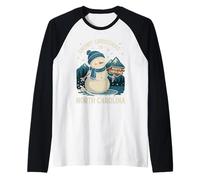 Snowy Christmas NC-Shirt mit niedlicher Schneemann-Wald-Eisgrafik Raglan
