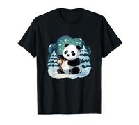 Snowy Pine Forest Weihnachten Vektorgrafik Preisgünstiges Grafik-T-Shirt, Herren, Schwarz, XL