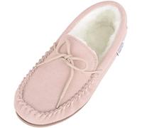SNUGRUGS Damen Clara, Woll-Mokassin-Hausschuh mit Gummisohle, beige, 37 EU