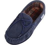 SNUGRUGS Herren-Mokassin-Hausschuhe mit Baumwollfutter und Gummisohle, Blau - navy - Größe: 42