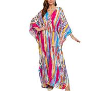 Snyemio Strandkleid Damen Sommer Lang Strand Kaftan Kleid Große Größen Maxikleid,Farbe 4,Einheitsgröße