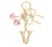 Snylcce Bubble Initial Schlüsselanhänger für Damen | A-Z Buchstaben Taschenanhänger mit Kirsch Erdbeer und Schmetterlingsanhängern für Handtaschen Geldbörsen Rucksäcke