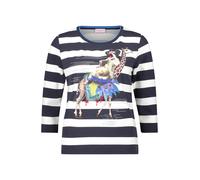 so cosy - Gestreiftes Shirt mit 3/4-Arm und Frontprint blau/weiß - Gr. - 46