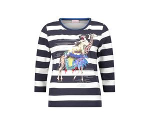 so cosy - Gestreiftes Shirt mit 3/4-Arm und Frontprint blau/weiß - Gr. - 46