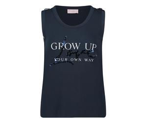 so cosy - Top mit Statement-Print blau - Gr. - 44