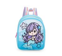 SO KAWAII - Rucksack für Mädchen 3D Offizielle Meerjungfrau So Kaiwaii, aus weichem Stoff, Reißverschluss, verstellbare gepolsterte Schultergurte, Gummizug innen für Trinkflasche, Namensschild, 22 x