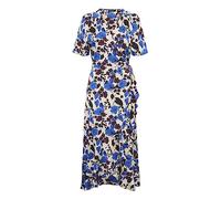 Soaked In Luxury Damen Women's Wrap Dress Short Sleeves Midi Length V-Neck Regular Fit Kleid, Sandshell Graphic Flower, Large