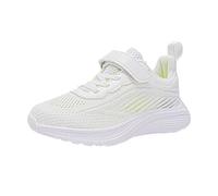 Sobzia Mädchen Jungen Turnschuhe Sportschuhe Kinder Klettverschluss Schuhe Laufschuhe Atmungsaktiv Hallenschuhe Sneaker Weiße Sohle Kinderschuhe Weiß 38