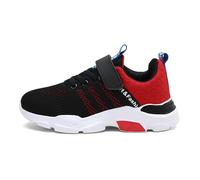 Sobzia Mädchen Jungen Turnschuhe Sportschuhe Kinder Klettverschluss Schuhe Laufschuhe Atmungsaktiv Hallenschuhe Sneaker Weiße Sohle Kinderschuhe Rot 35