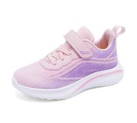Sobzia Mädchen Jungen Turnschuhe Sportschuhe Kinder Klettverschluss Schuhe Laufschuhe Atmungsaktiv Hallenschuhe Sneaker Weiße Sohle Kinderschuhe Rosa 39