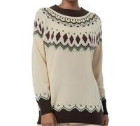 Sobzia Norweger Pullover Damen Kaschmir Pullover Langarm Rundhals Gestreifter Wollpullover Strickpullover Herbst Winter Elegant Winterpullover Pulli Warm Casual Strickpulli Kaffee M
