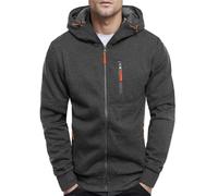 Sobzia Sweatjacke Herren,Sweatjacke Herren Hoodie mit Kapuze Langarm Kapuzenjacke Kapuzenpullover Reißverschluss Outdoor Sportjacke Sweatshirt Jacke Oversized Männer Wanderjacke Pullover (Grau,L)