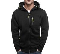 Sobzia Sweatjacke Herren,Sweatjacke Herren Hoodie mit Kapuze Langarm Kapuzenjacke Kapuzenpullover Reißverschluss Outdoor Sportjacke Sweatshirt Jacke Oversized Männer Wanderjacke Pullover (Schwarz,L)