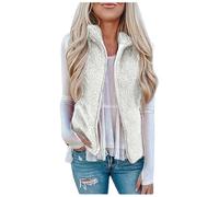 Sobzia Teddy Weste Damen Teddyfleece Jacke Fleeceweste Locker V-Ausschnitt Herbstjacke Damenweste Plüschweste Komfortabel Winter Warm Teddy Fleecejacke Outdoor Winterjacke Ärmellose Weste S-4XL