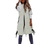 Sobzia Weste Damen Steppweste Lang mit Kapuze Warme Daunenweste Wintermantel Herbst Winter Leicht Winterjacke Longweste Reißverschlüsse Outdoor Übergangsweste Ärmellos Jacke S-5XL
