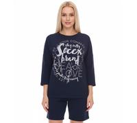 SOCCX by Carina Damen Oversized Sweatshirt mit Rundhals-Ausschnitt Alltags-Pulli SCU-2100-3772 Blau M/L