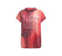 SOCCX Damen Ärmelloses Ausbrenner-Shirt mit Kragen und All Over Print Red Heaven, L